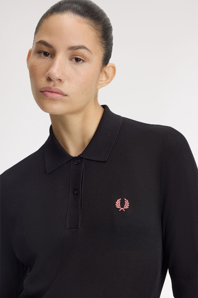 RIBBED KNITTED SHIRT DRESS