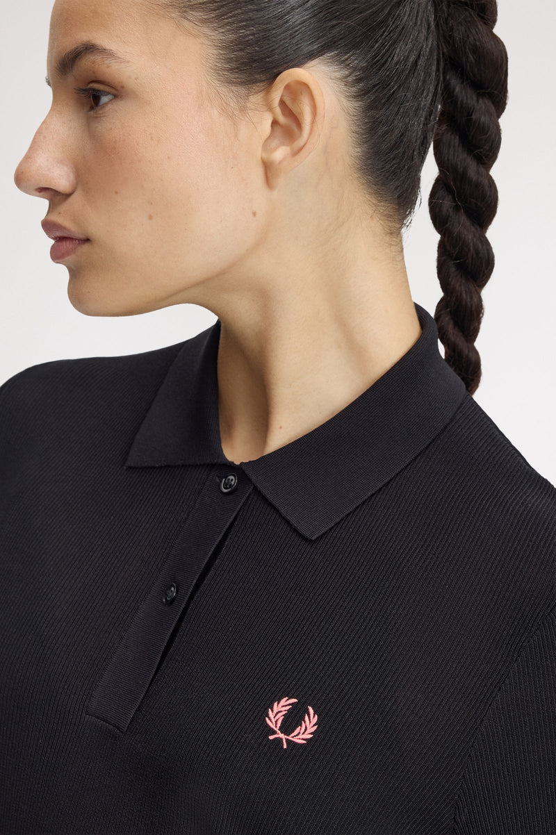 RIBBED KNITTED SHIRT DRESS