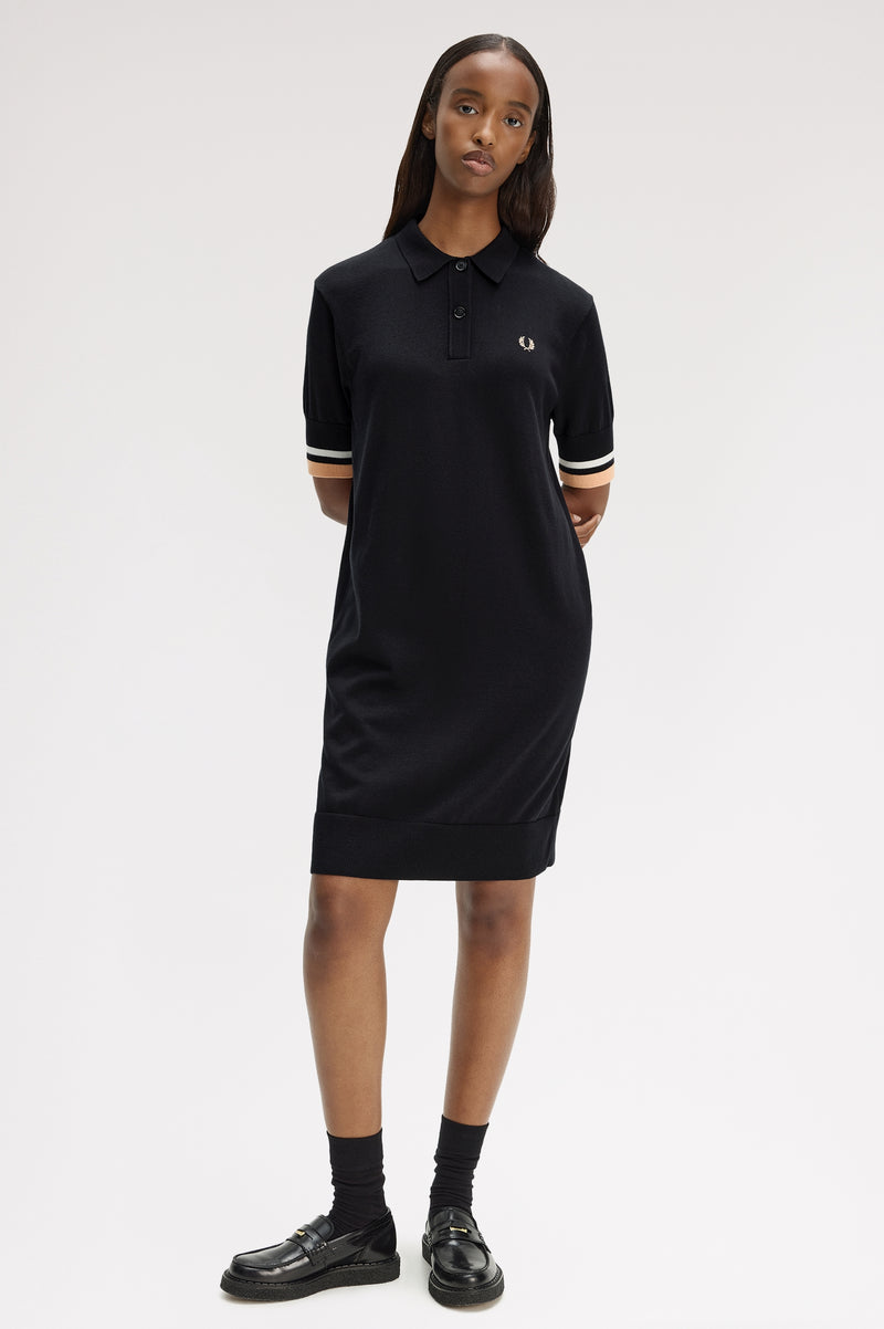 BOLD TIPPED KNITTED SHIRT DRESS