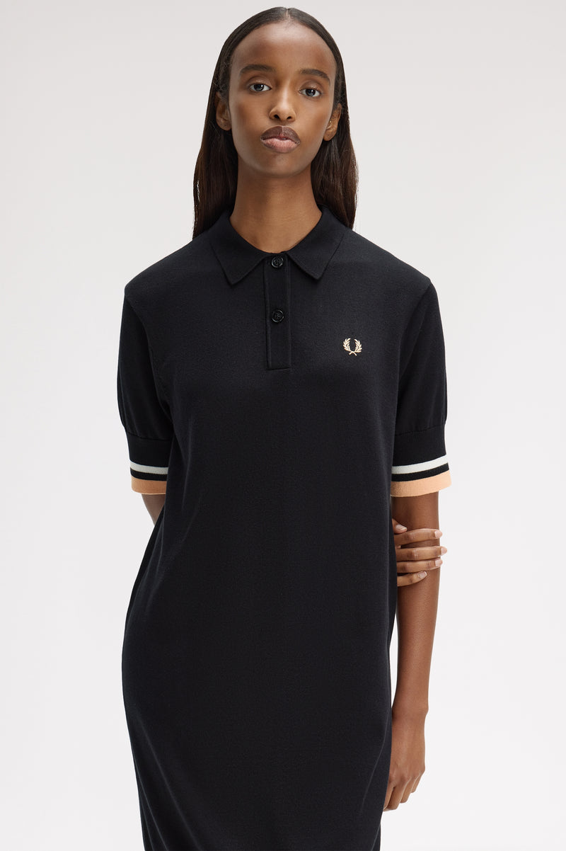 BOLD TIPPED KNITTED SHIRT DRESS