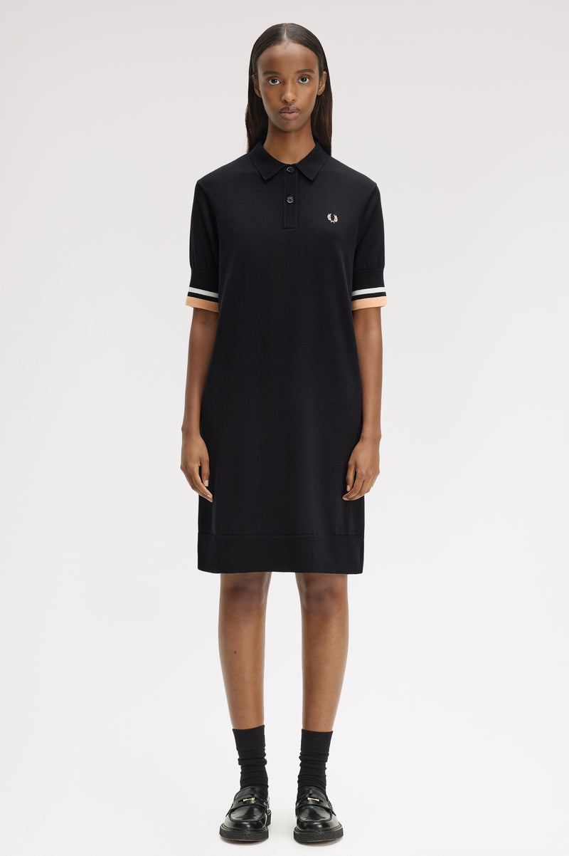 BOLD TIPPED KNITTED SHIRT DRESS