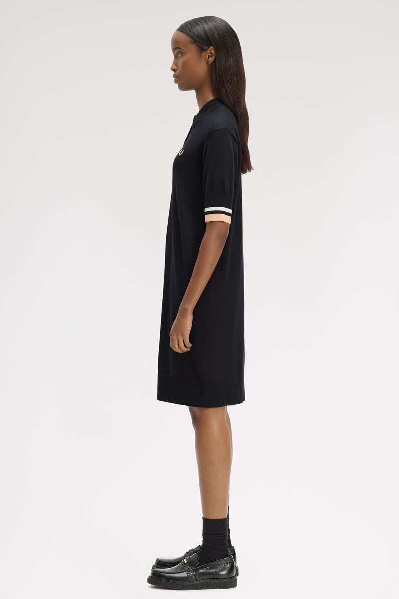 BOLD TIPPED KNITTED SHIRT DRESS