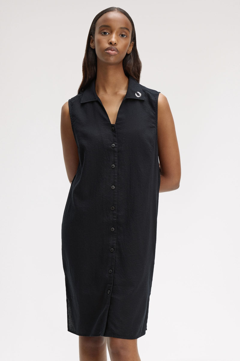 SHEER STRIPE SLEEVELESS DRESS