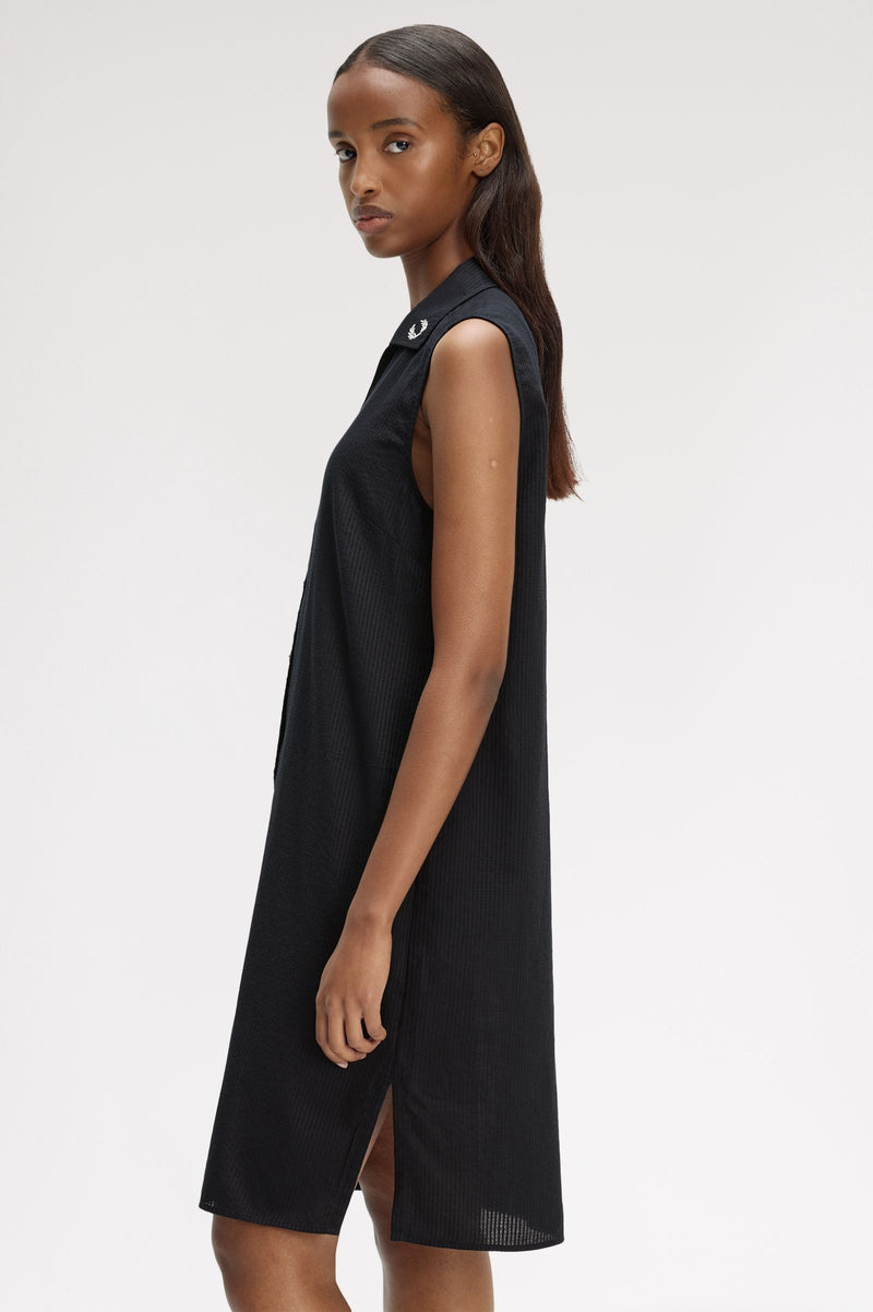 SHEER STRIPE SLEEVELESS DRESS