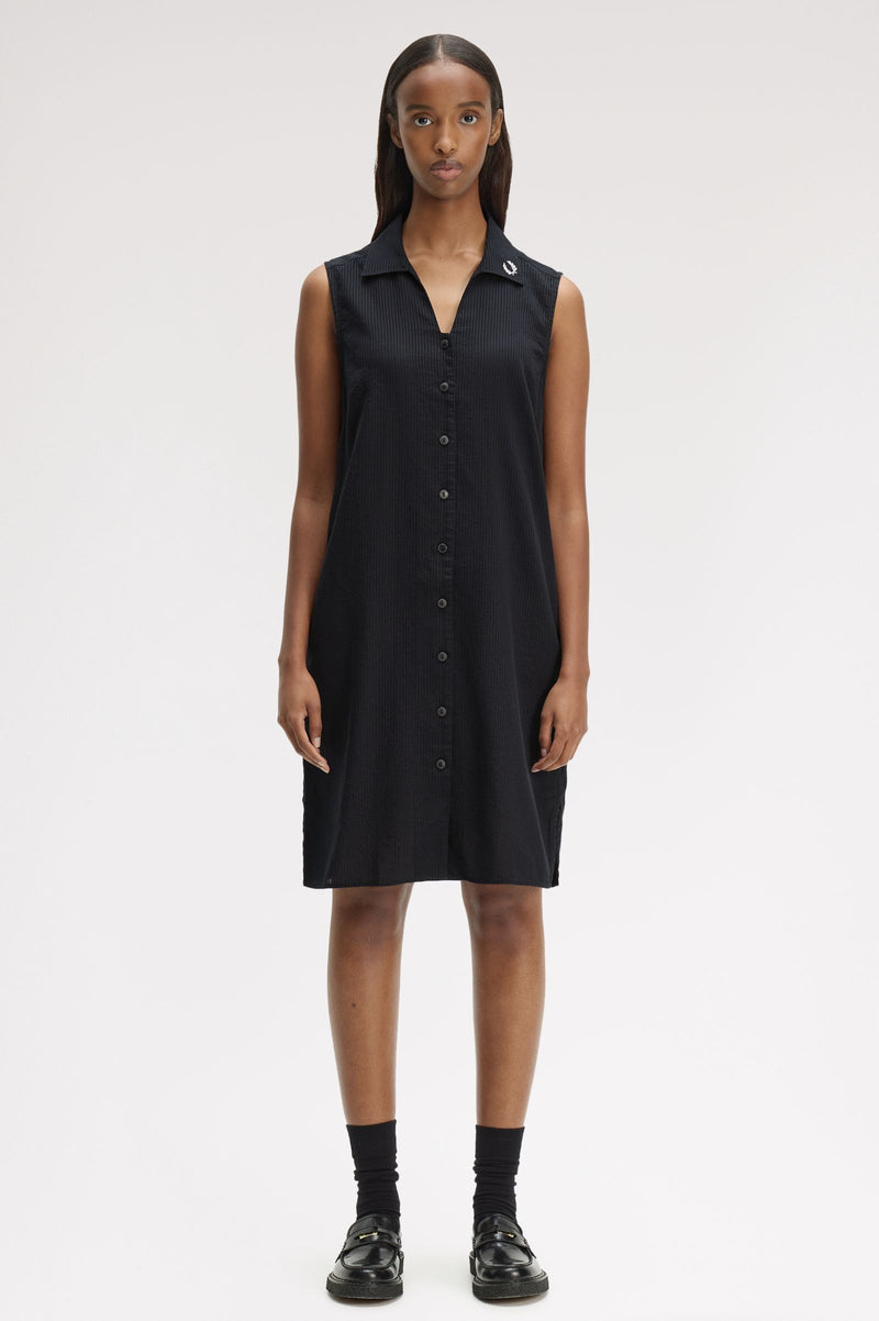 SHEER STRIPE SLEEVELESS DRESS