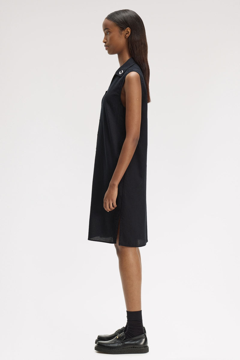 SHEER STRIPE SLEEVELESS DRESS
