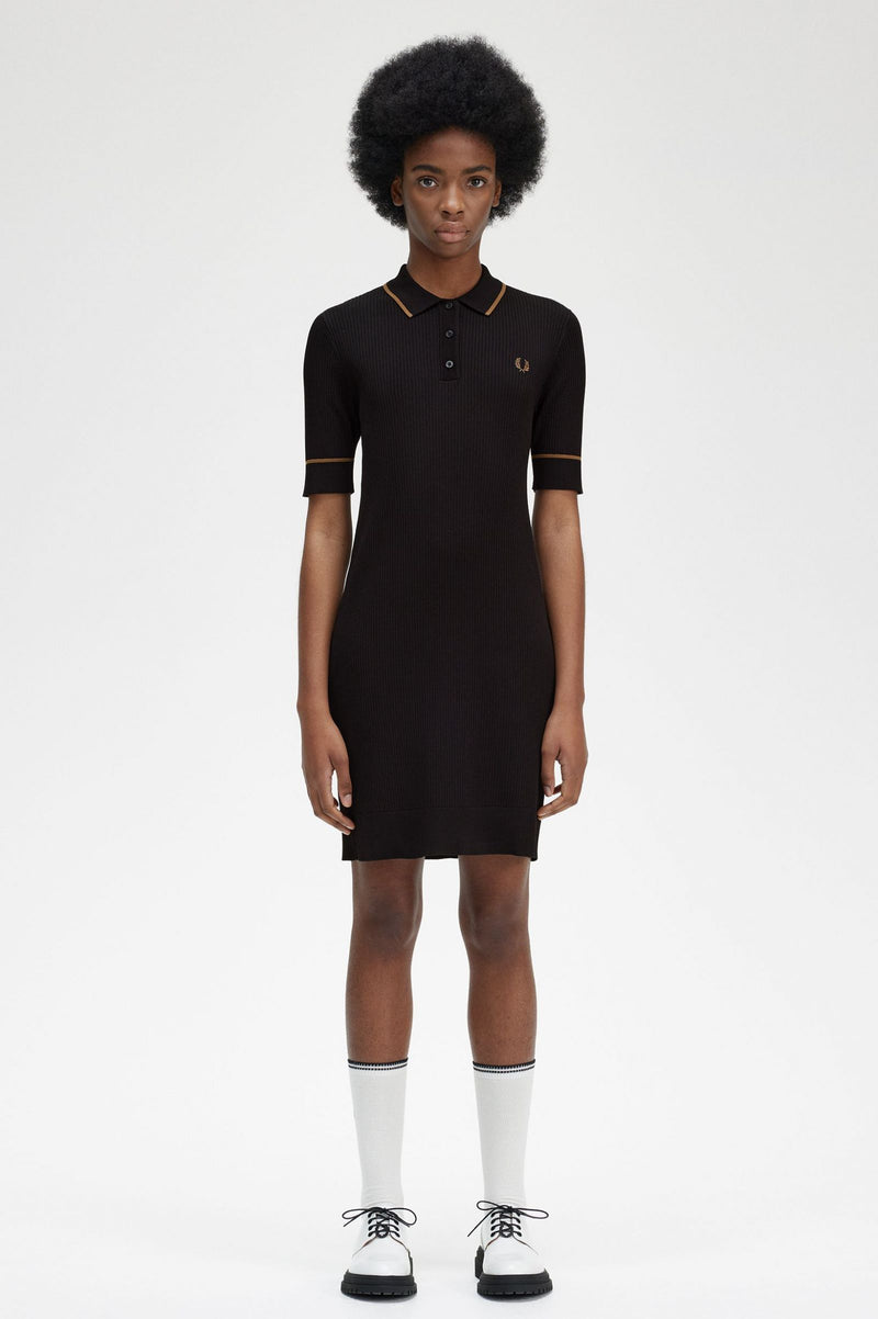 FRED PERRY RIBBED WOVEN SHIRT DRESS