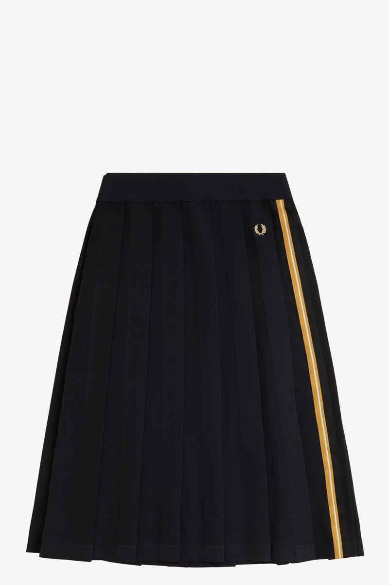 TAPE DETAIL PLEATED MIDI SKIRT