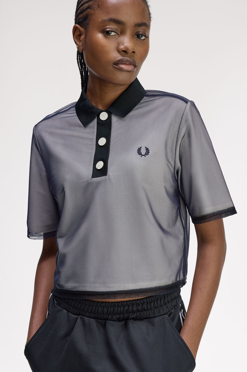 MESH OVERLAY POLO SHIRT