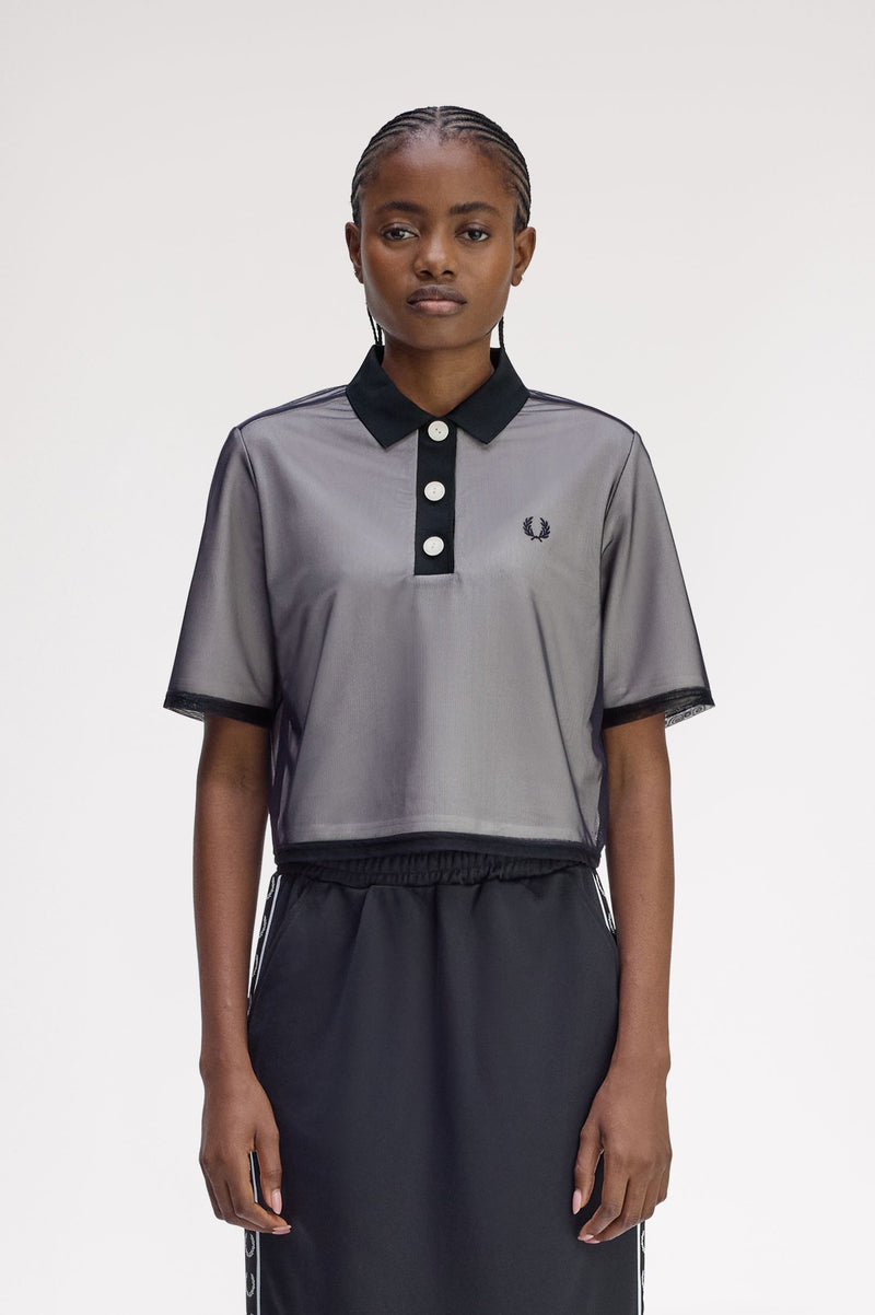 MESH OVERLAY POLO SHIRT