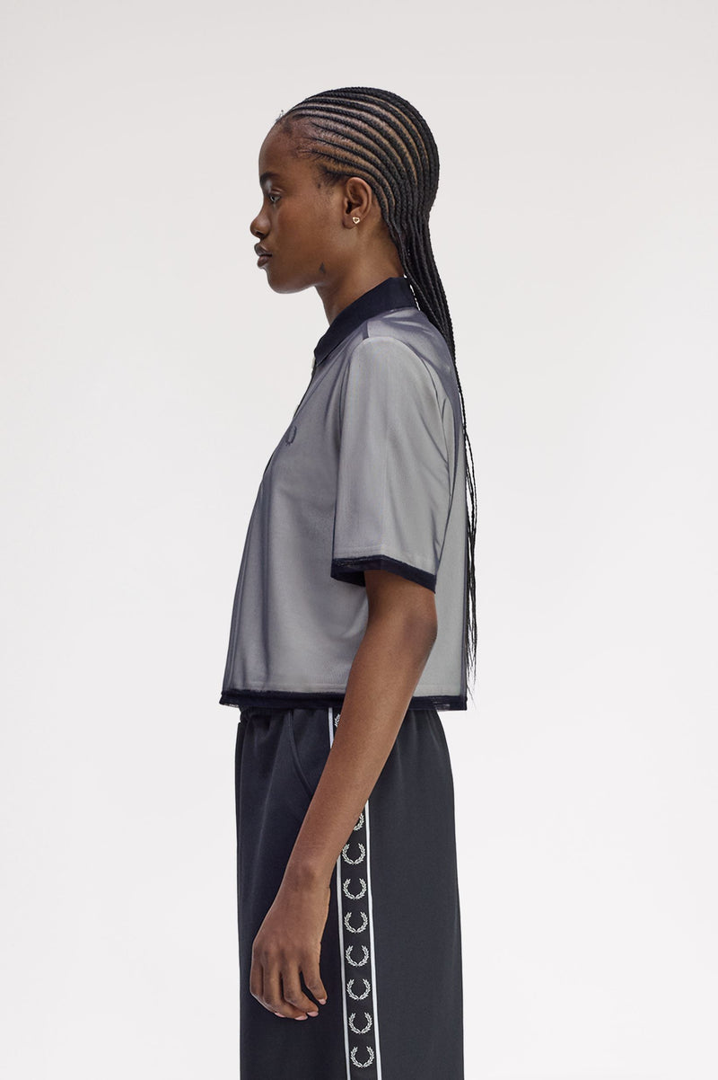 MESH OVERLAY POLO SHIRT