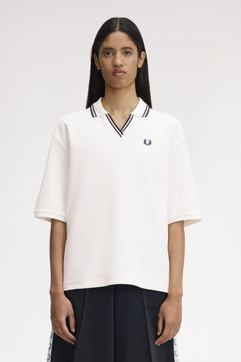 OPEN COLLAR TIPPED POLO SHIRT