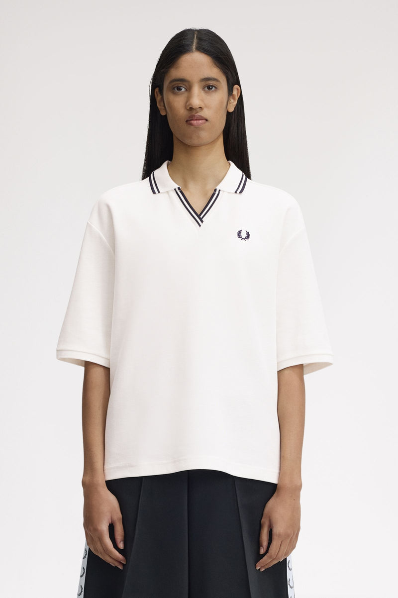OPEN COLLAR TIPPED POLO SHIRT