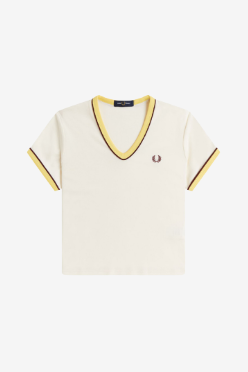 PIPED SEAMS V-NECK T-SHIRT
