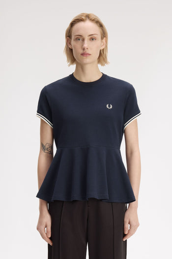 PEPLUM PIQUE T-SHIRT