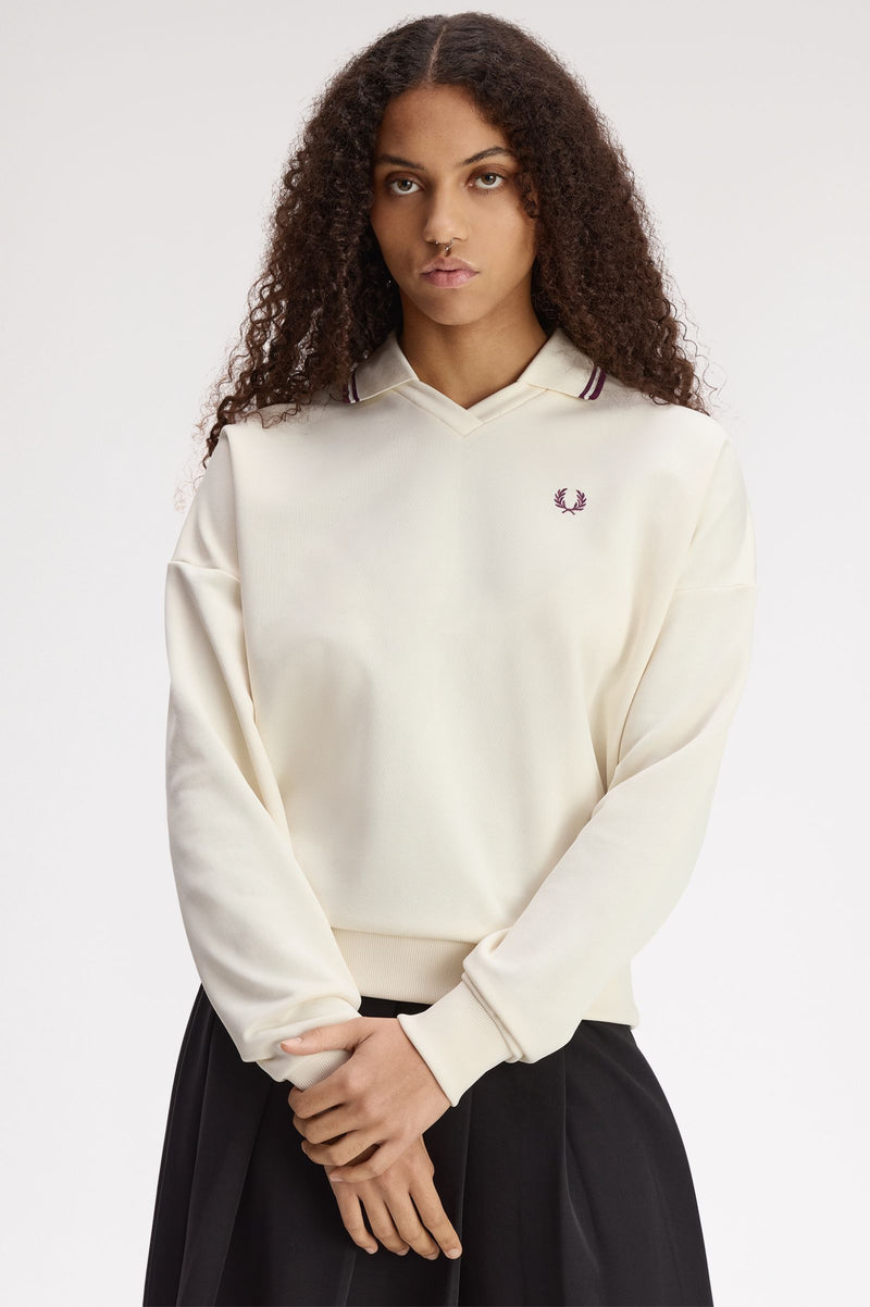TIPPED OPEN COLLAR SWEATSHIRT
