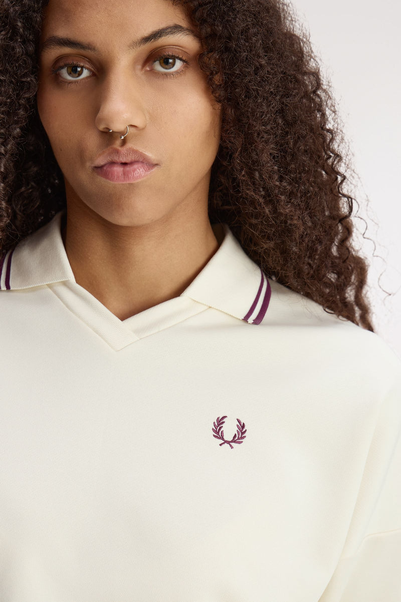 TIPPED OPEN COLLAR SWEATSHIRT