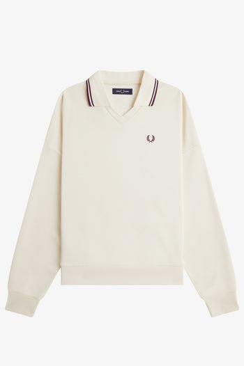 TIPPED OPEN COLLAR SWEATSHIRT