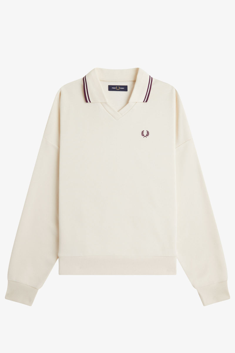 TIPPED OPEN COLLAR SWEATSHIRT
