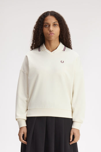 TIPPED OPEN COLLAR SWEATSHIRT