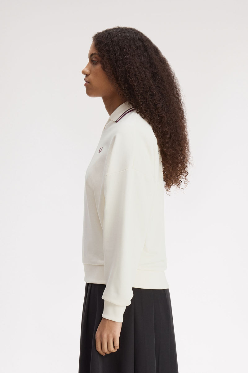 TIPPED OPEN COLLAR SWEATSHIRT
