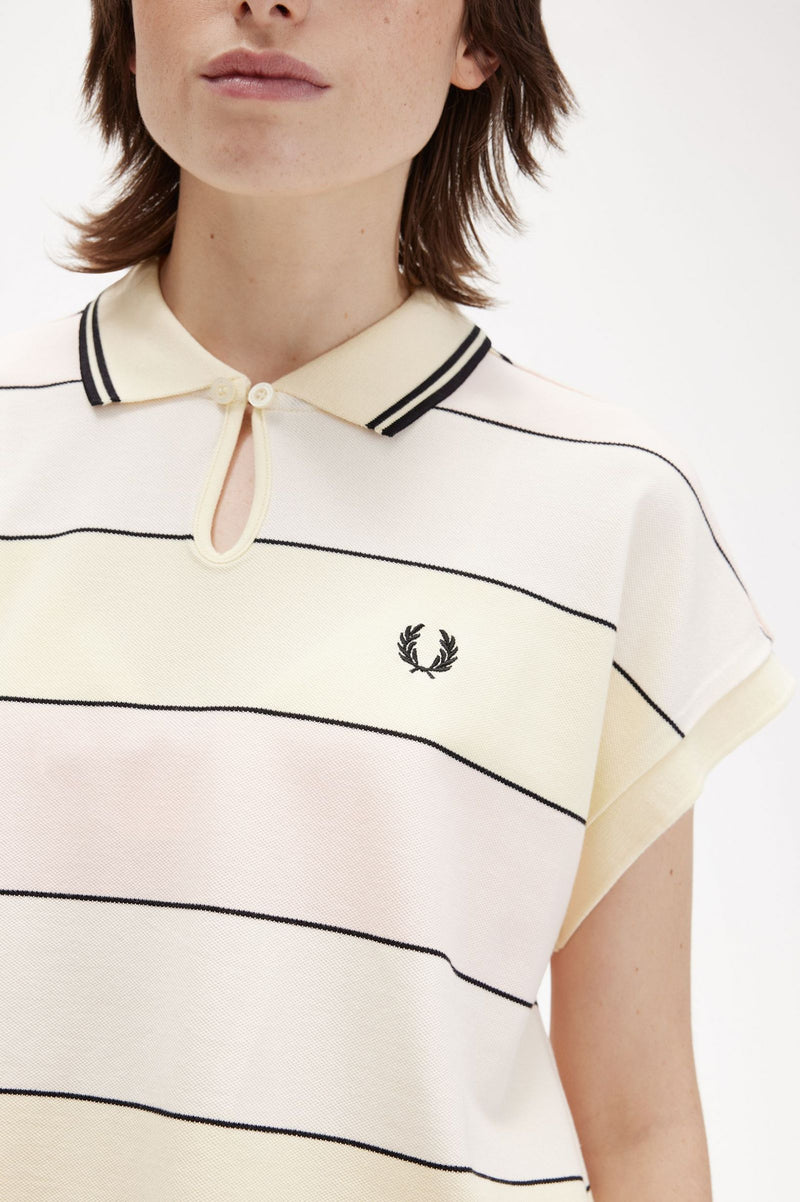 FRED PERRY STRIPED KEYHOLE PIQUE SHIRT