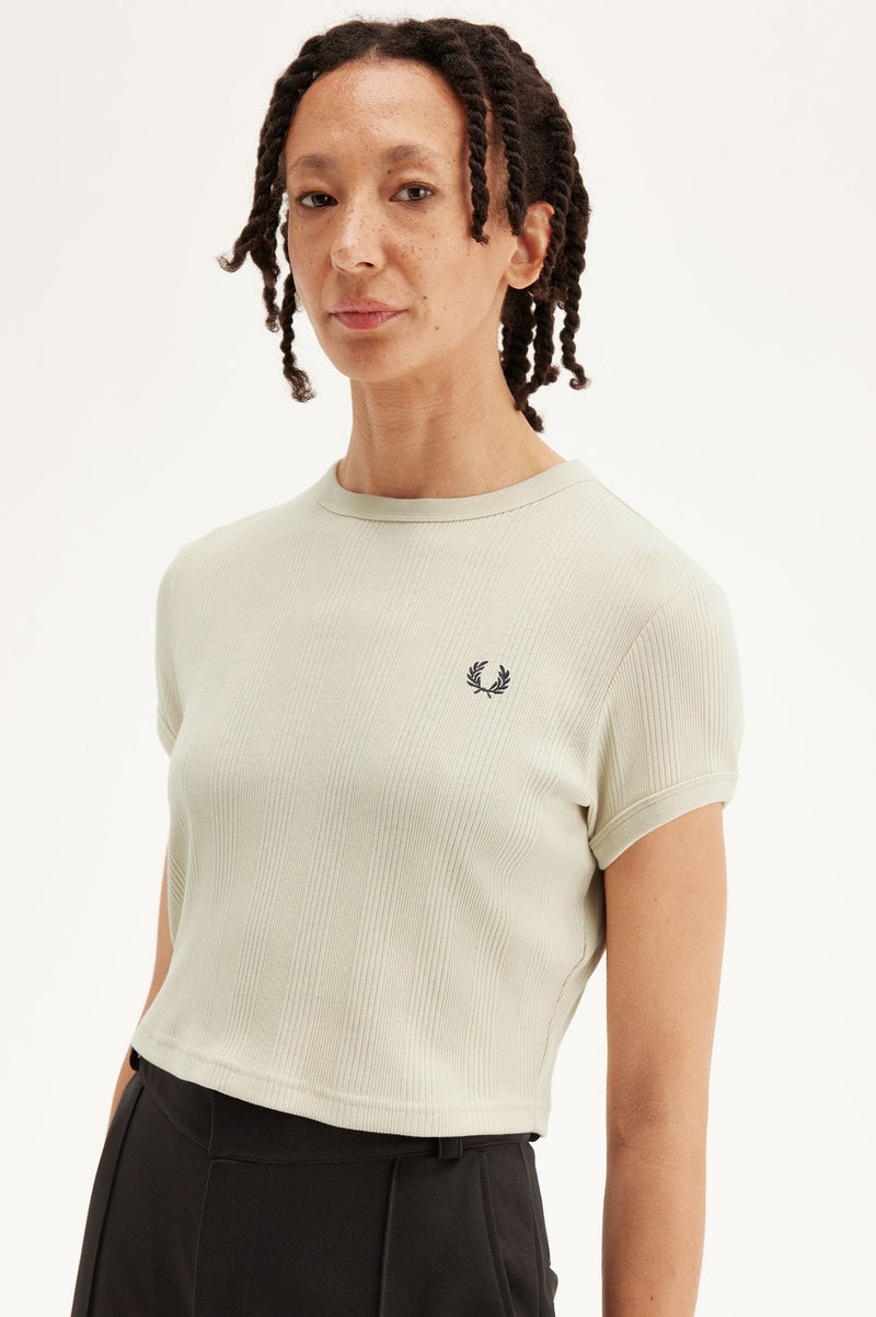 CROPPED RIBBED T-SHIRT