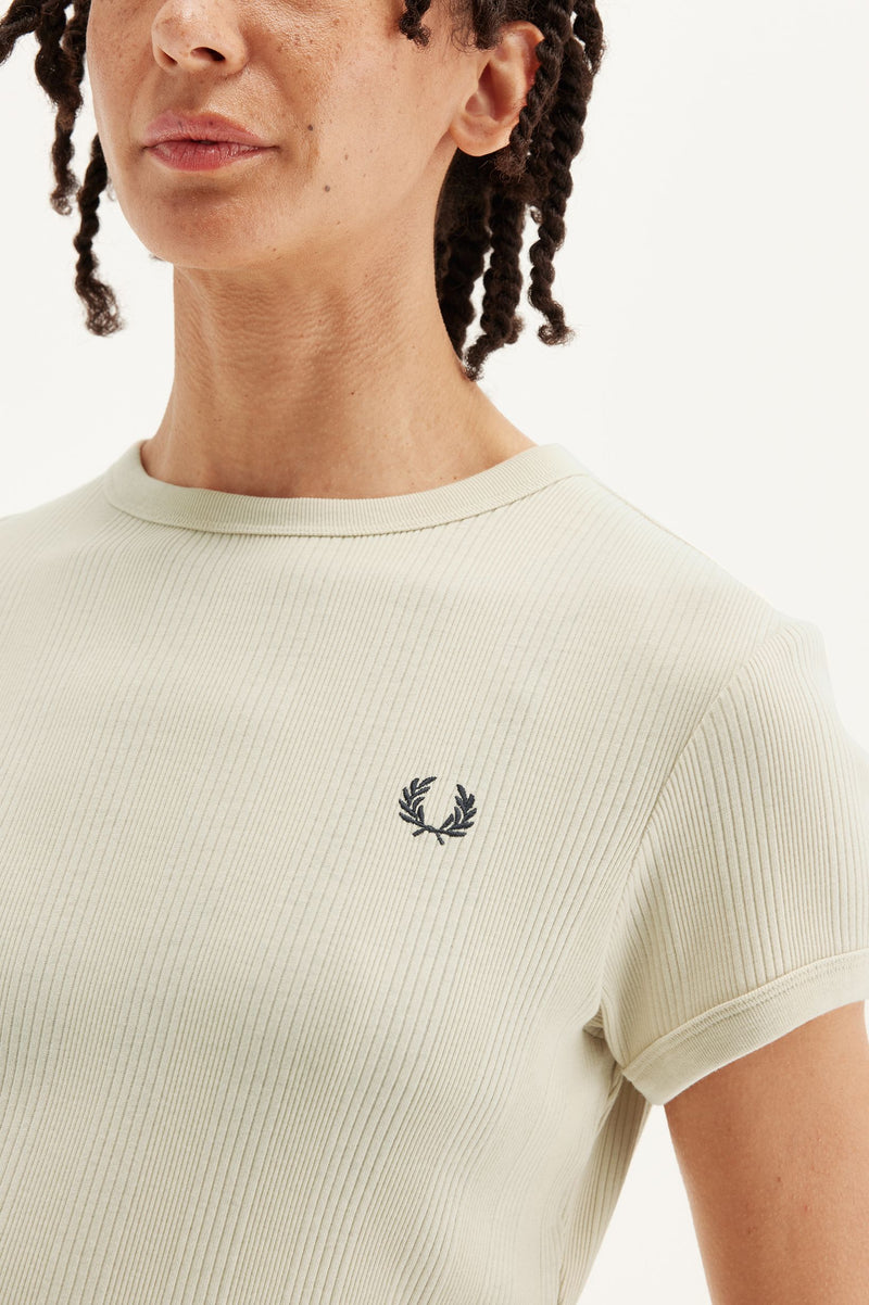 CROPPED RIBBED T-SHIRT