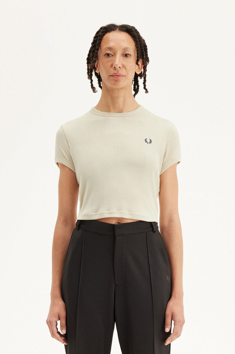 CROPPED RIBBED T-SHIRT