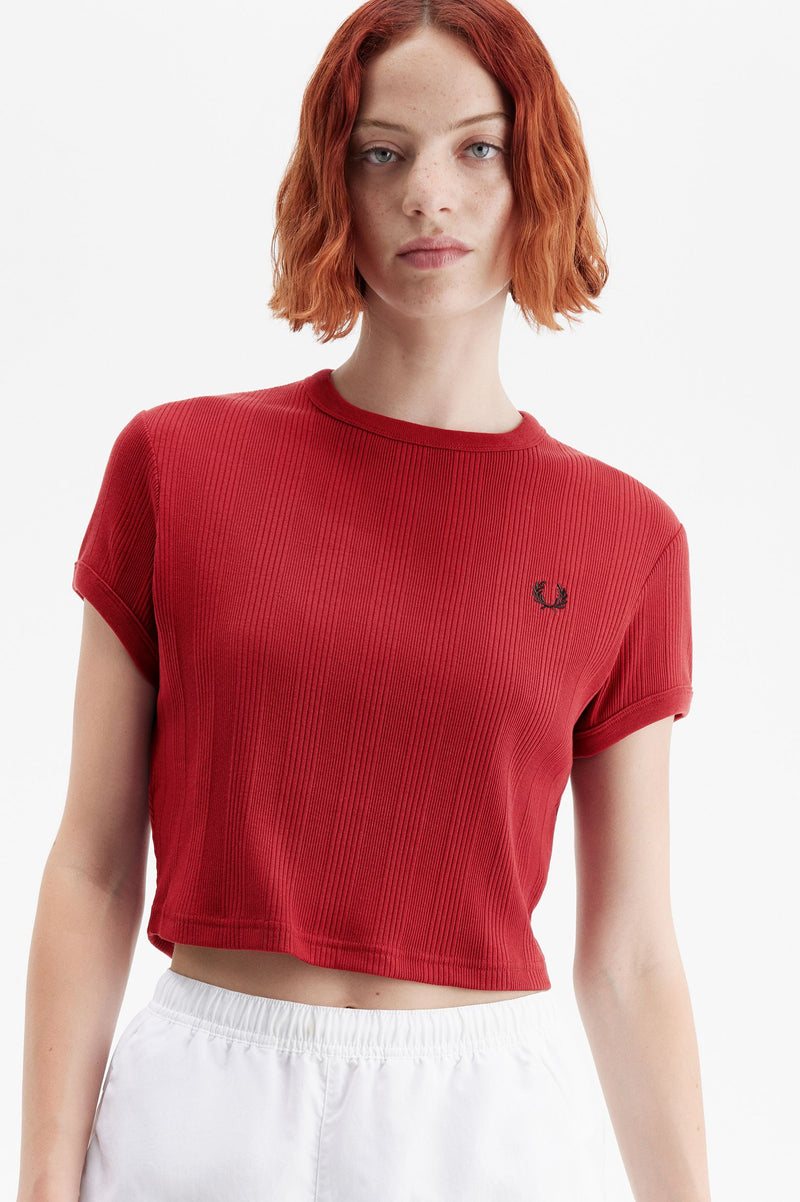 CROPPED RIBBED T-SHIRT