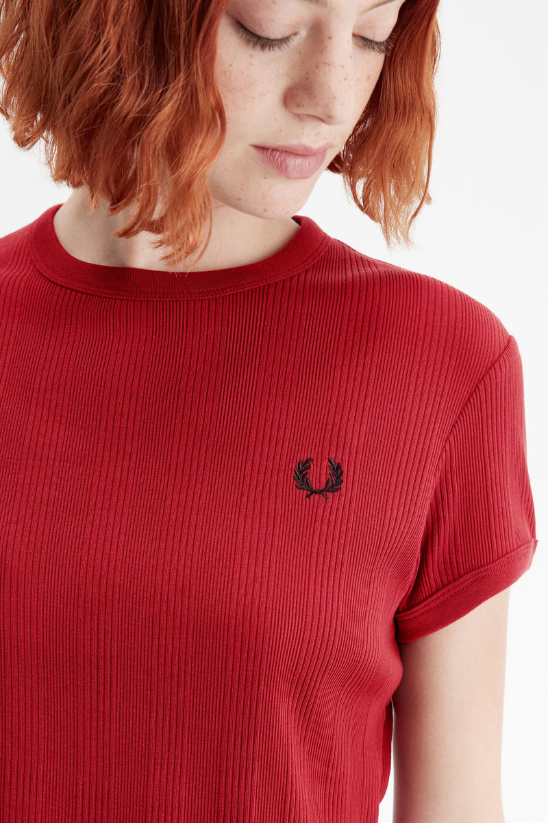 CROPPED RIBBED T-SHIRT