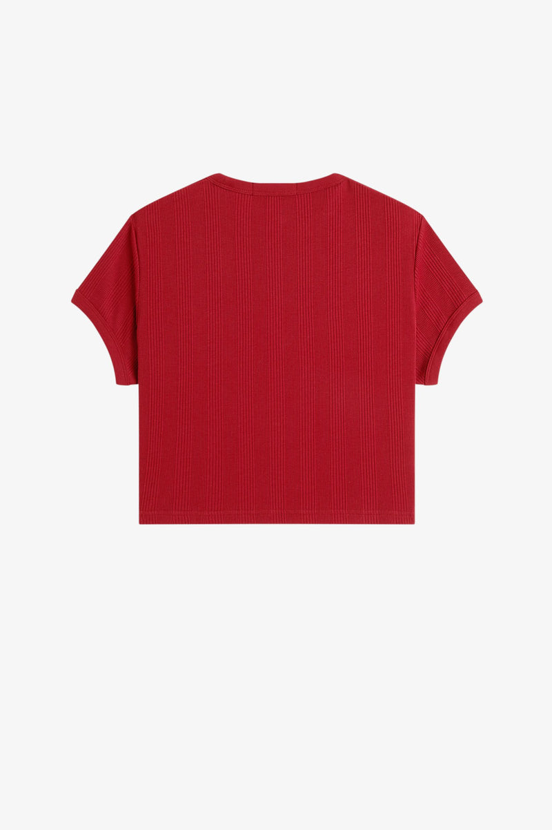 CROPPED RIBBED T-SHIRT