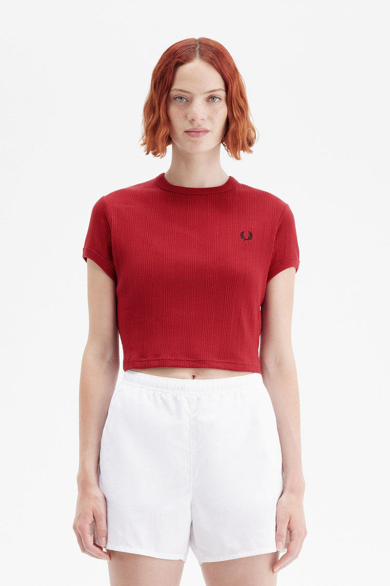 CROPPED RIBBED T-SHIRT