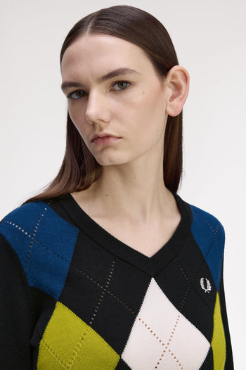 ARGYLE POINTELLE JUMPER