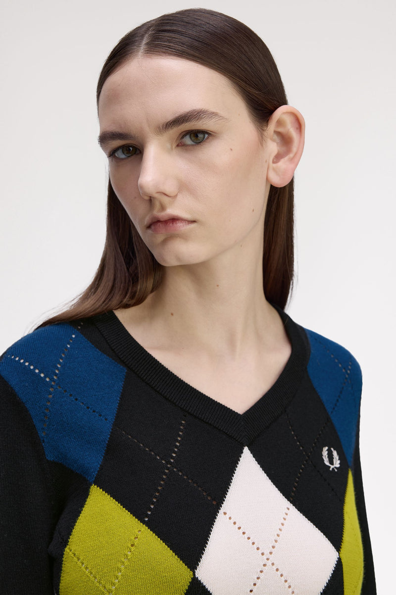 ARGYLE POINTELLE JUMPER