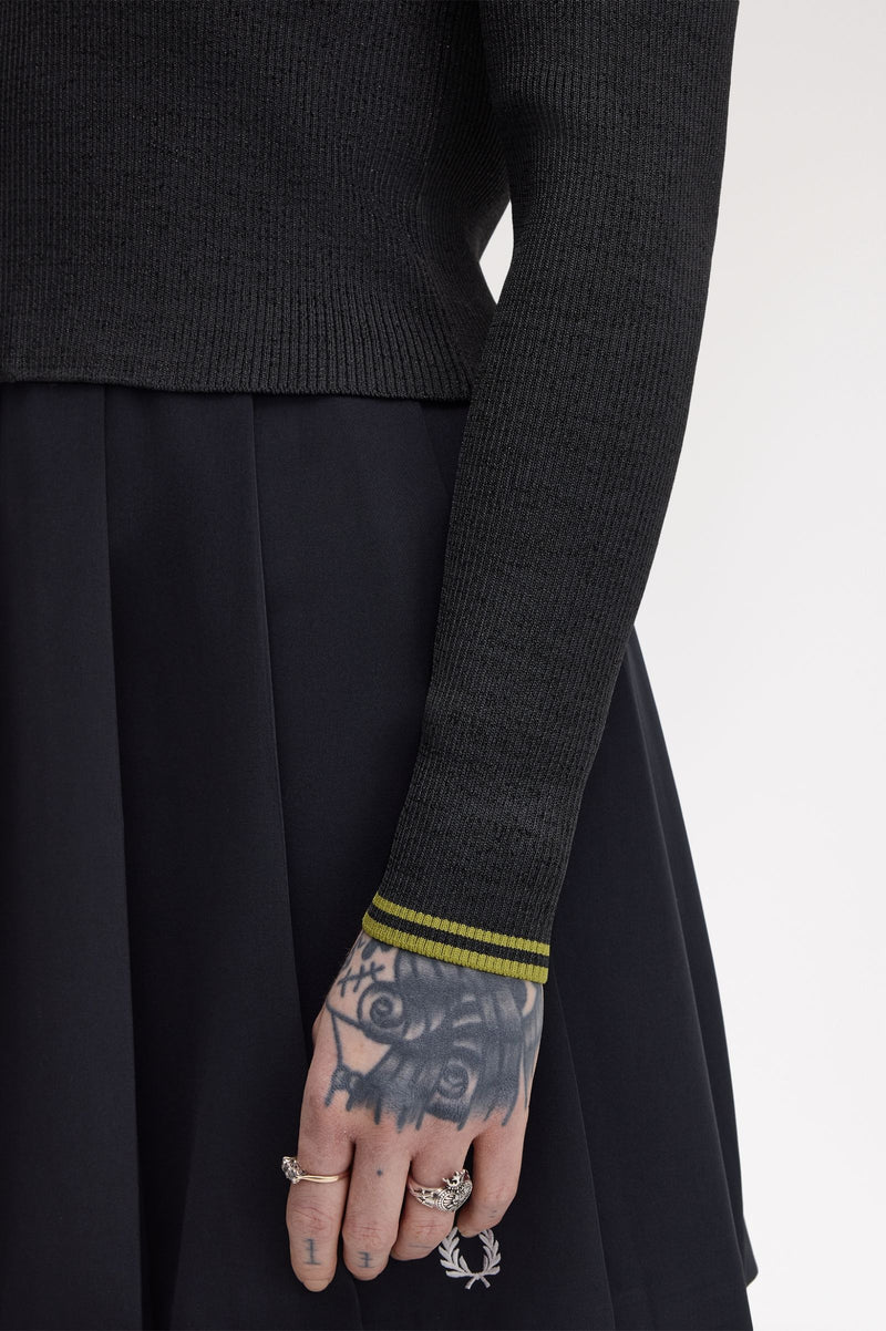 ZIP-THROUGH MTLLC RIBBD JUMPER