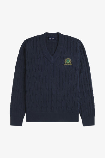 TENNIS BADGE CABLE KNIT JUMPER
