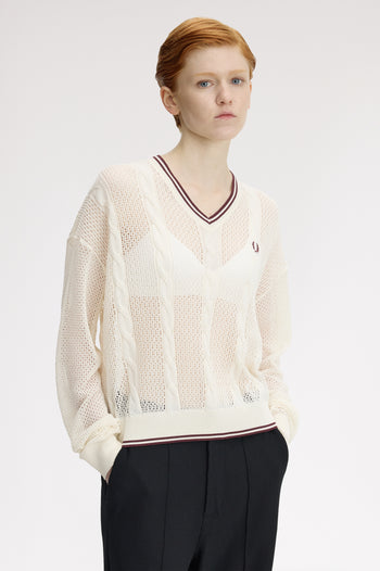 MESH CABLE KNIT JUMPER