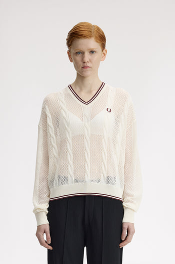 MESH CABLE KNIT JUMPER
