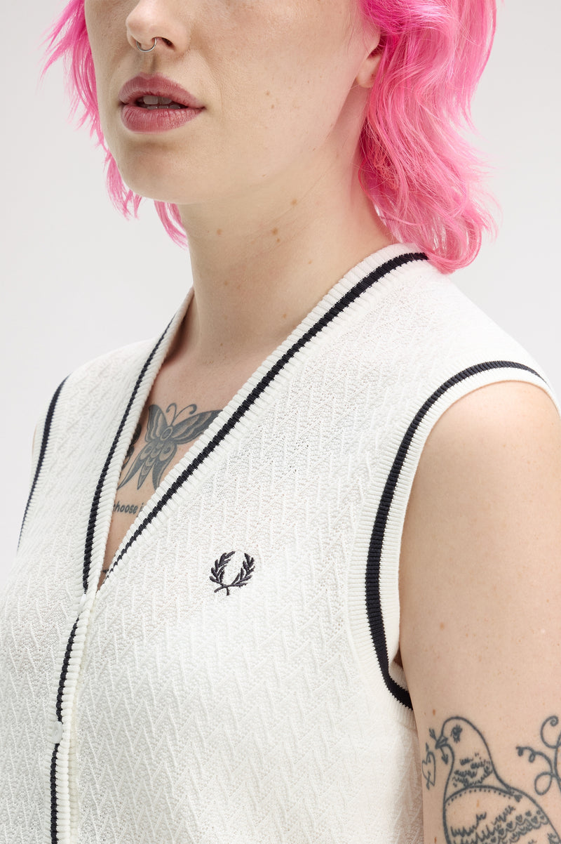 BUTTON-THROUGH TEXTURED KNIT TANK