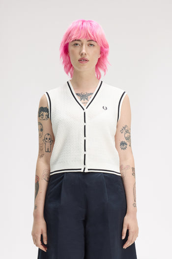 BUTTON-THROUGH TEXTURED KNIT TANK