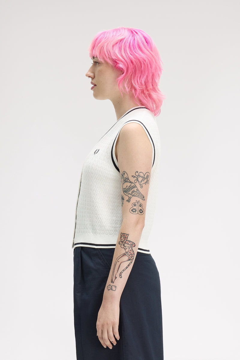 BUTTON-THROUGH TEXTURED KNIT TANK