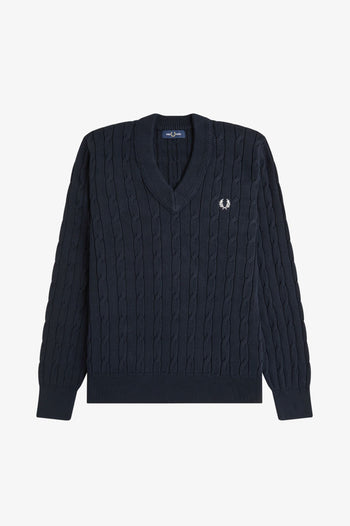 CABLE KNIT V-NECK JUMPER
