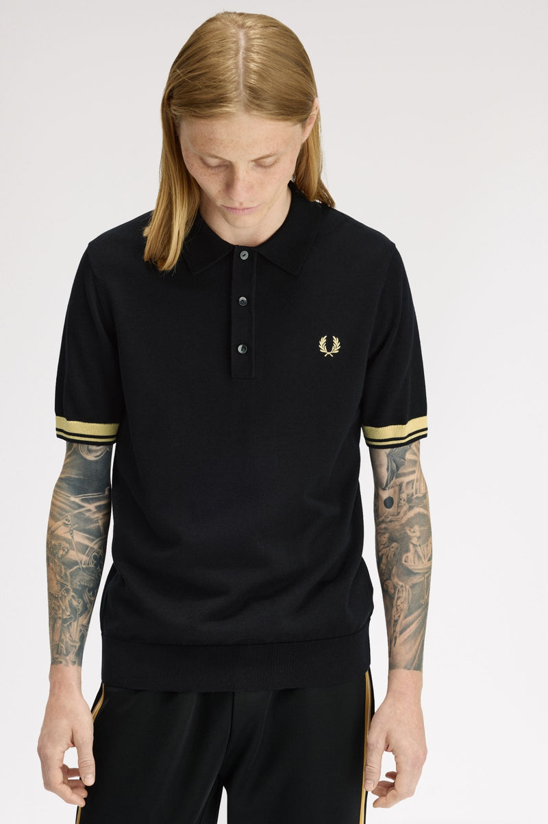 CONTRAST CUFF KNITTED SHIRT