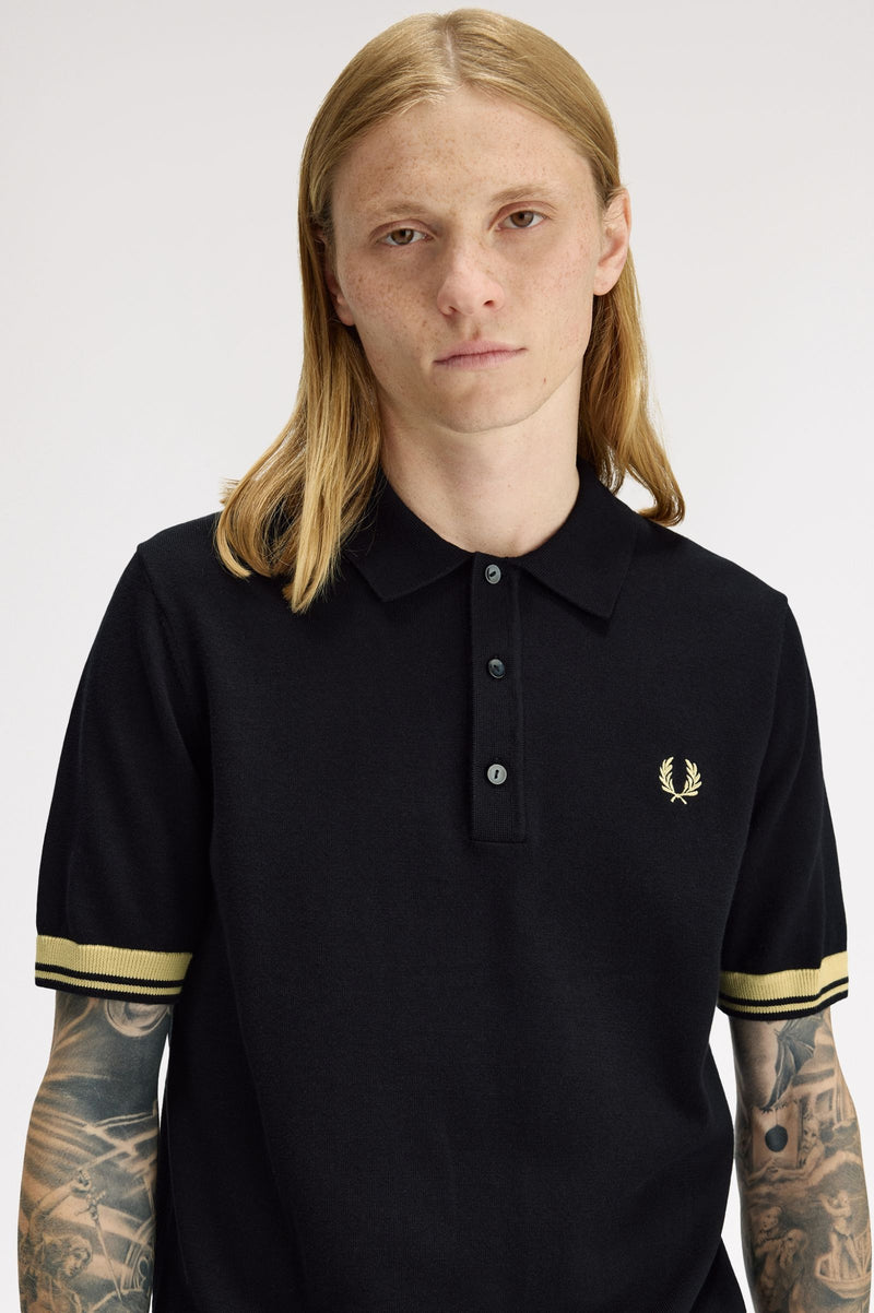 CONTRAST CUFF KNITTED SHIRT