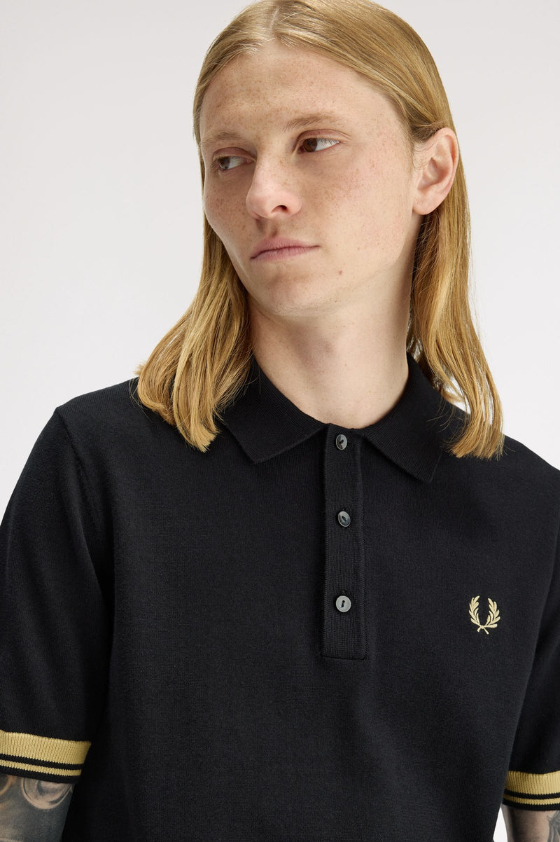 CONTRAST CUFF KNITTED SHIRT