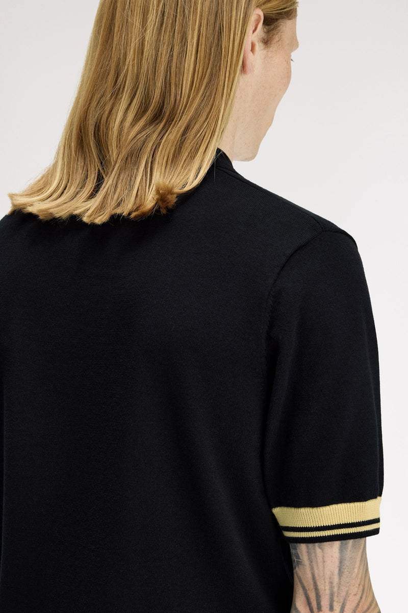 CONTRAST CUFF KNITTED SHIRT