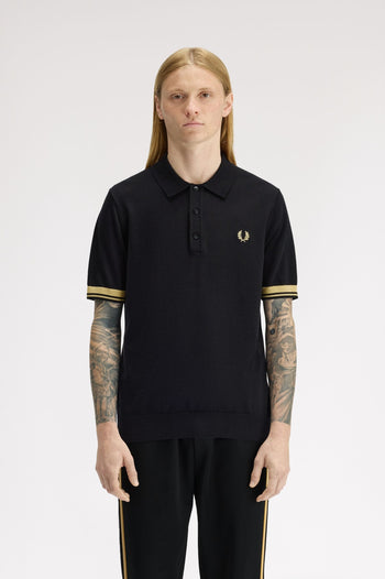 CONTRAST CUFF KNITTED SHIRT