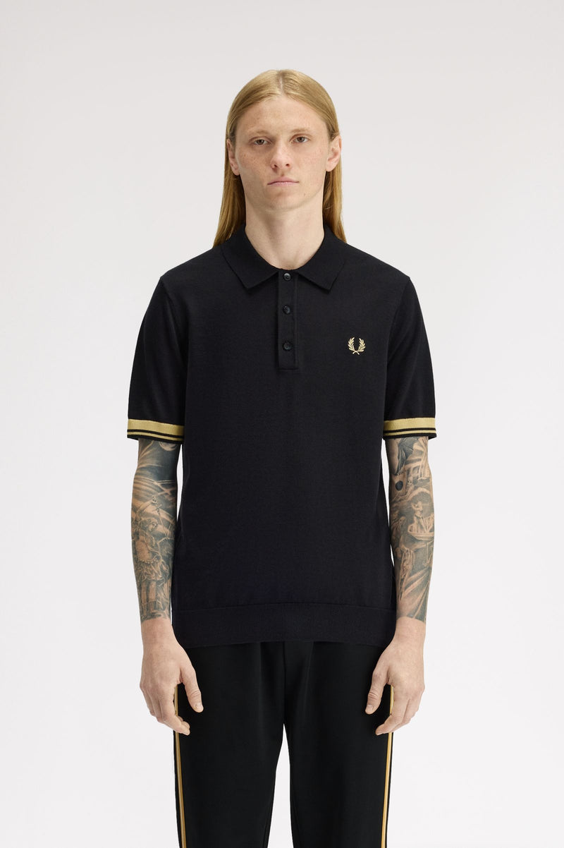 CONTRAST CUFF KNITTED SHIRT