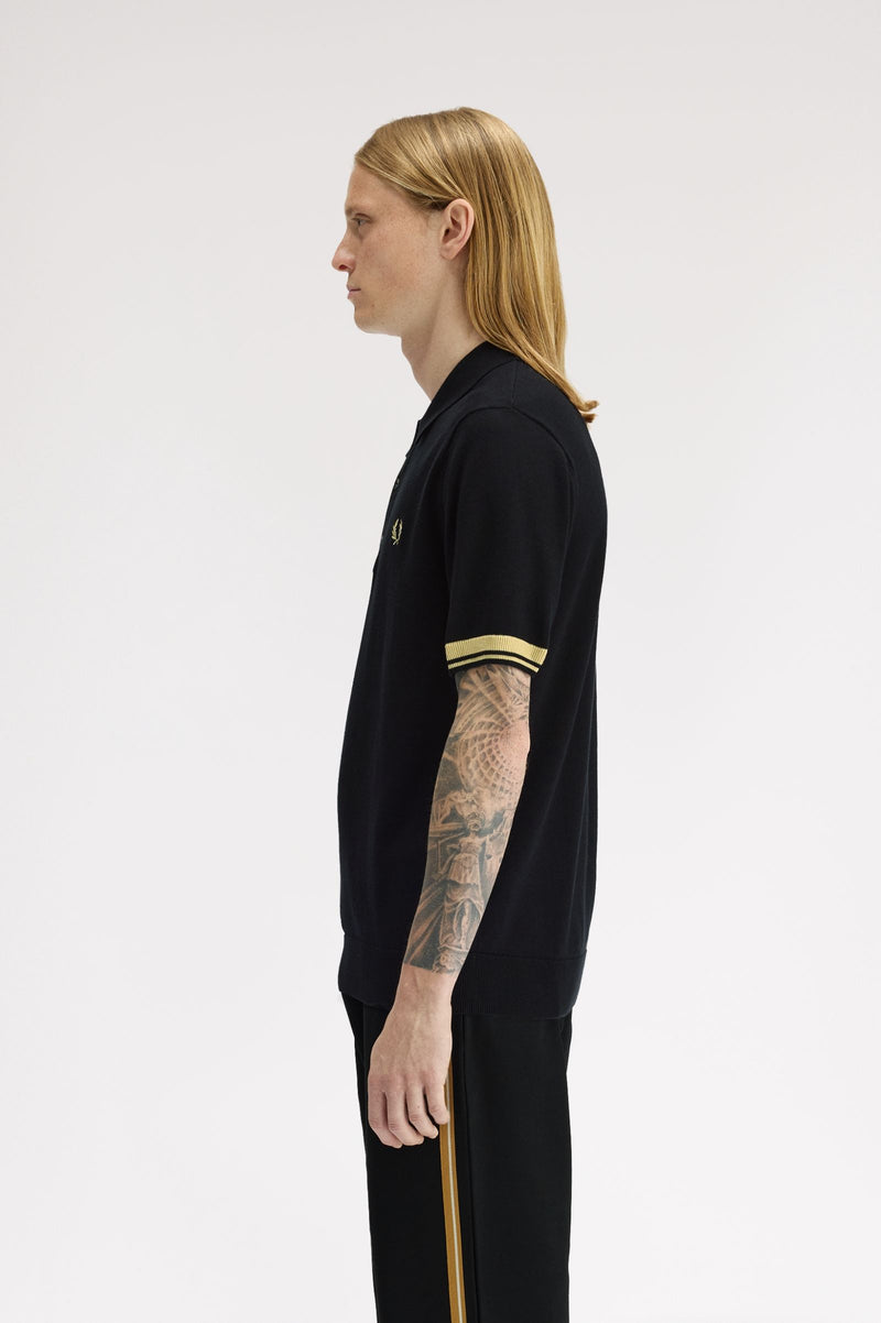 CONTRAST CUFF KNITTED SHIRT
